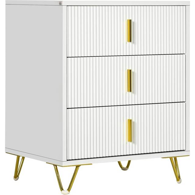 HOMCOM 3 Drawer Dresser - Chest of Drawers Storage Cabinet - White | TJ Hughes