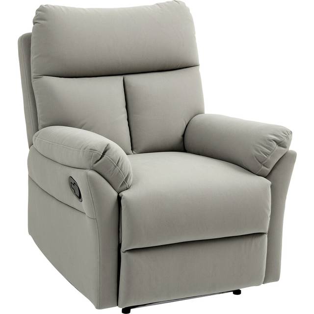 HOMCOM Recliner Armchair - Reclining Chair with Adjustable Leg Rest - Grey | TJ Hughes