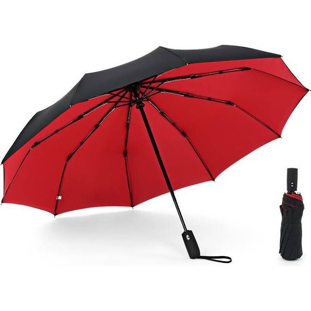 Windproof Double Layer Resistant Full Automatic Umbrella for Men Women  Big Red