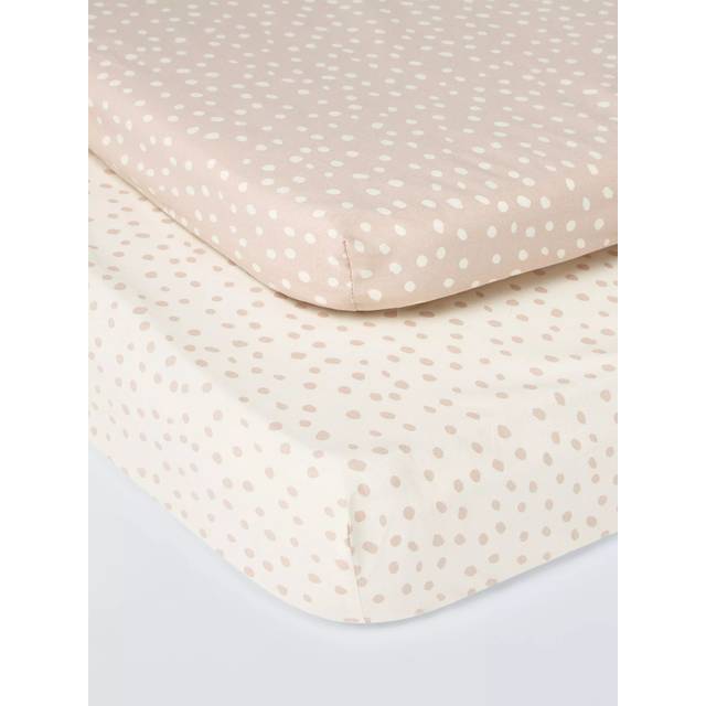 John Lewis Spots Cotton Fitted Baby Sheet, Pack of 2, Cotbed (70 x 140cm)