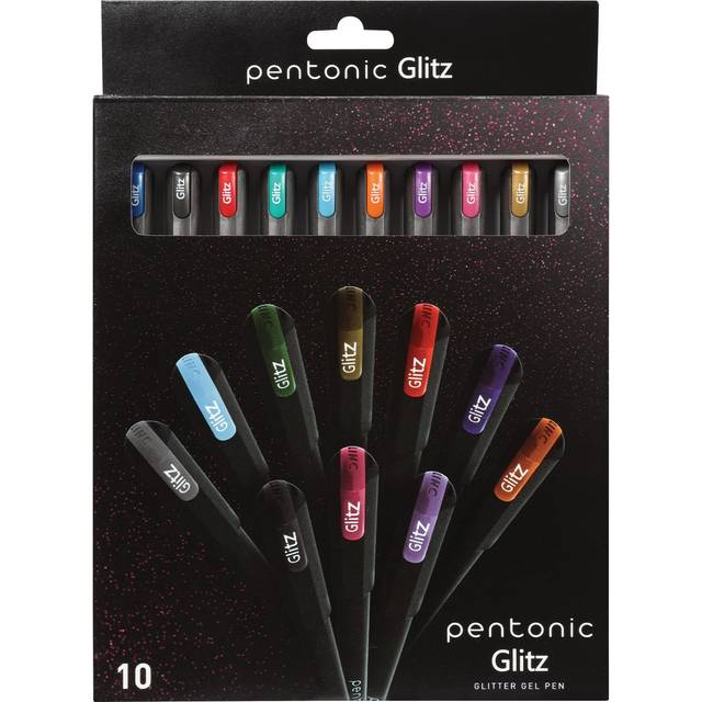 Pentonic Glitter Gel Pens  10 Count  10 Assorted Colors  1.0 mm Medium Point  Smooth Writing For Journaling  Notetaking & Art Projects 1002365