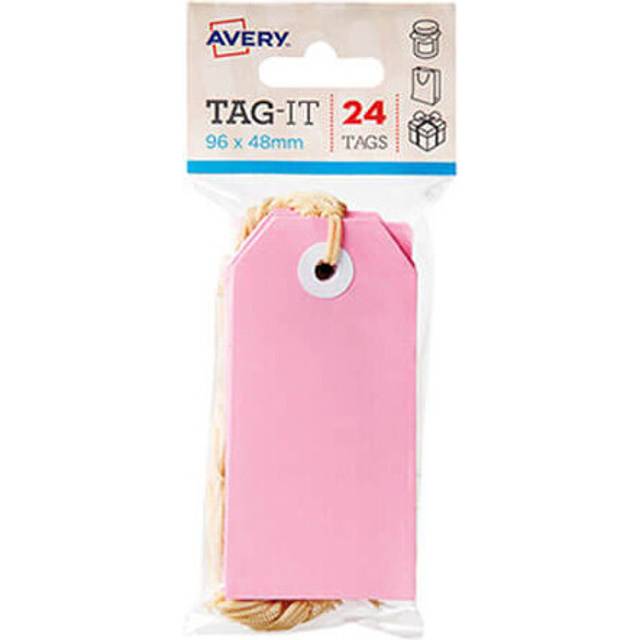 (Pink) Avery Tags with String 24pk (96x48mm)
