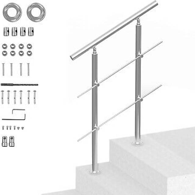 Vevor 31.5in handrails for outdoor steps 2 crossbars staircase for porch deck