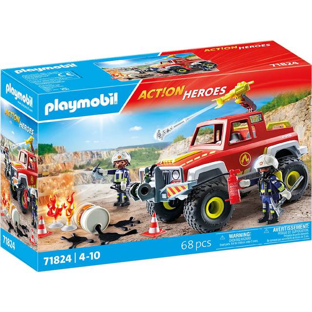 PLAYMOBIL 71824 Action Heroes Fire Rescue Truck with Water Shooting Cannon