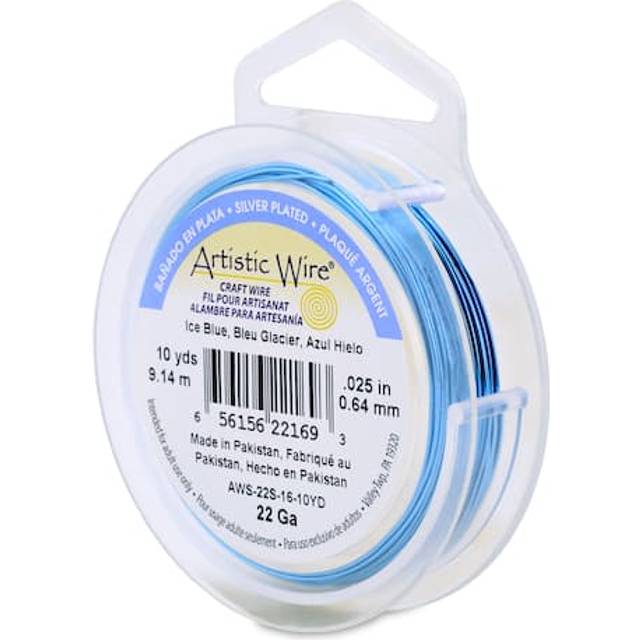 Artistic Wire 22 gauge  64 mm Silver Plated Tarnish Resistant colored copper craft Wire  10 yd  91 m  Ice Blue