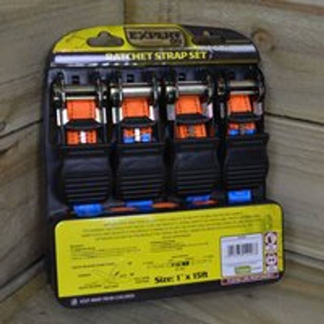 4 Pack of 1 Inch x 15 ft Heavy Duty Orange Ratchet Strap Set with s Hooks diy