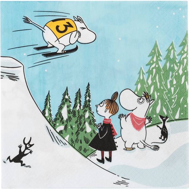 Mumin Backhoppning pappersservett 33 x 33 cm - Flerfärgad