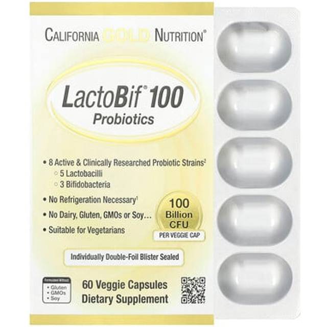 California Gold Nutrition  LactoBif® 100 Probiotics  100 Billion CFU  60 Veggie Capsules