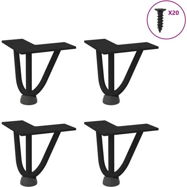 vidaXL Hairpin Legs for Coffee Table 4 pcs Black 10 cm Solid Steel