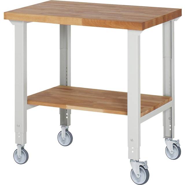 eurokraft pro 2 fixed/2 swivel castors, shelf, 2 fixed/2 swivel castors, shelf, worktop WxD 1000 x 700 mm - -