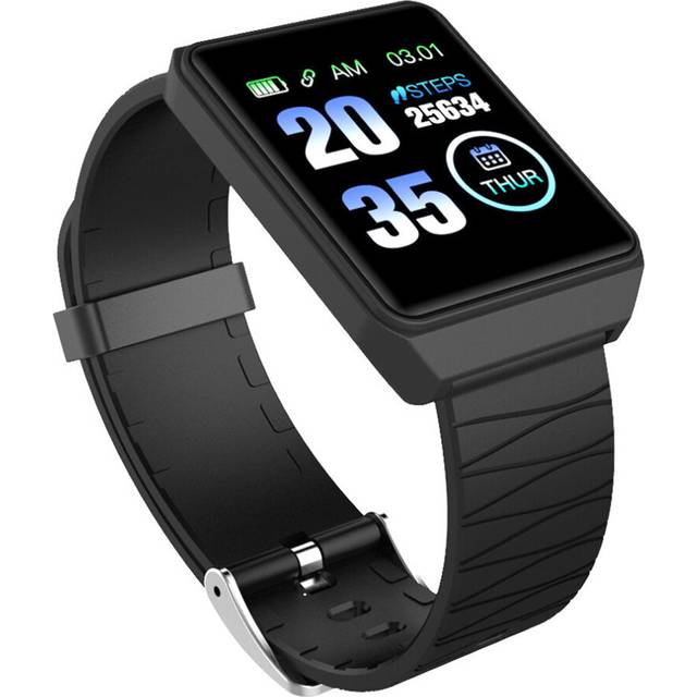 (Black) Heart Rate Blood Pressure O2 Monitor Multi-sport Modes Waterproof Remote Camera Smart Watch