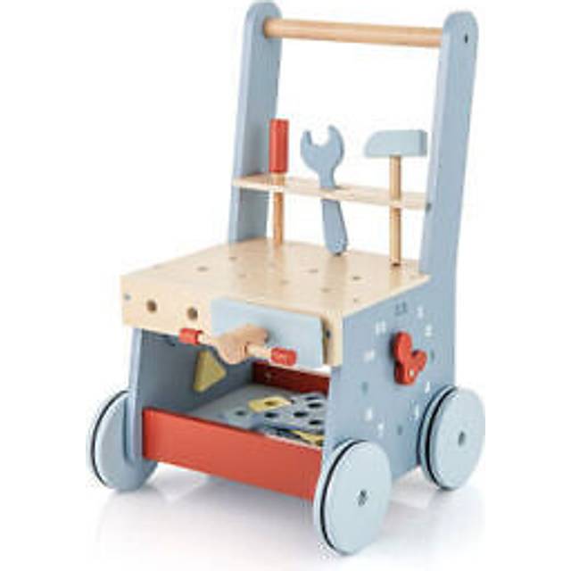 2-in-1 Wooden Baby Push Walker with Multi-Activity Center