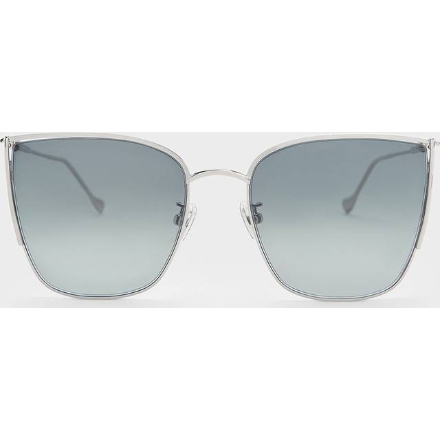 Charles & Keith - Shea Metallic-Rim Square Sunglasses - Silver