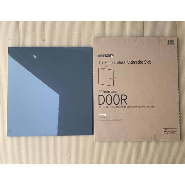 B&q kitchen 597 x 453mm hob top oven door santini grey gloss slab pack k