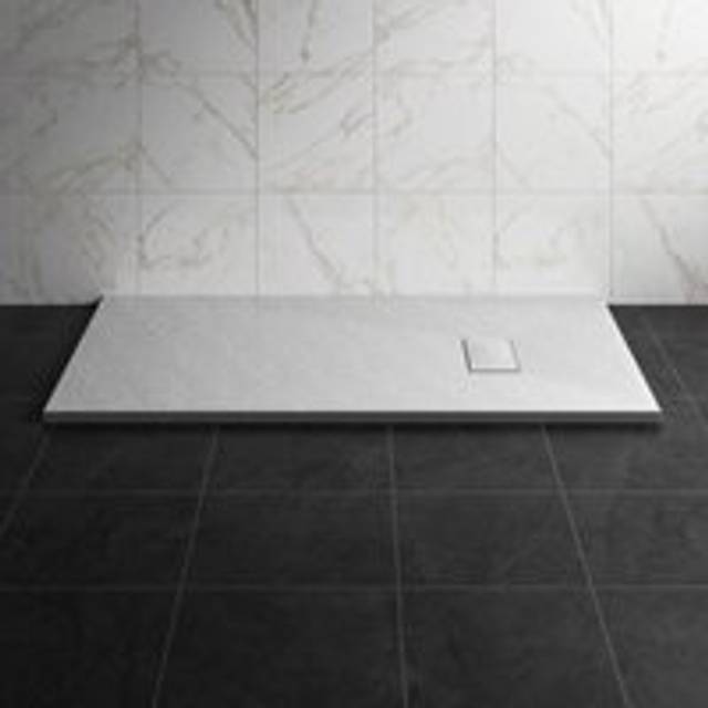 NRG - 1400 x 700mm smc White Rectangle Slate Effect Bathroom Shower Tray