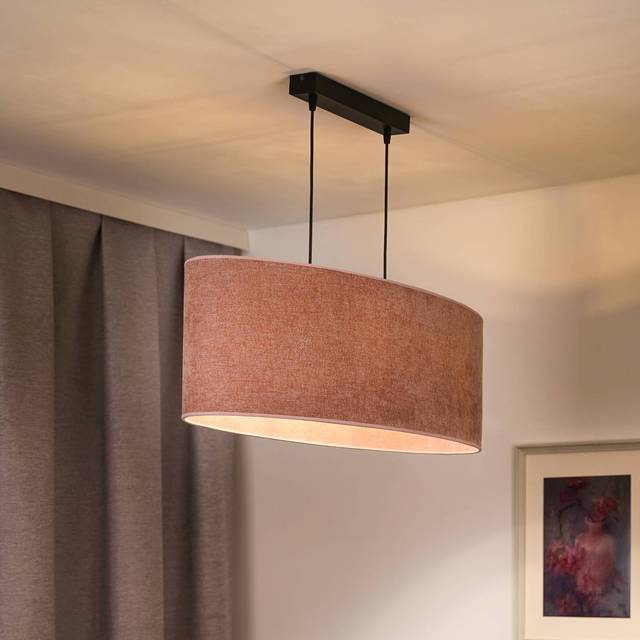 Euluna hängande lampa Celine, rosa, chenilletyg, längd 80 cm