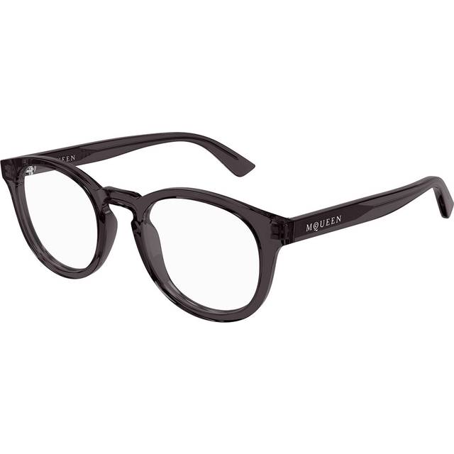 Alexander McQueen Unisex AM0514O 003 Optiska bågar Acetat Grå Transparent Rund