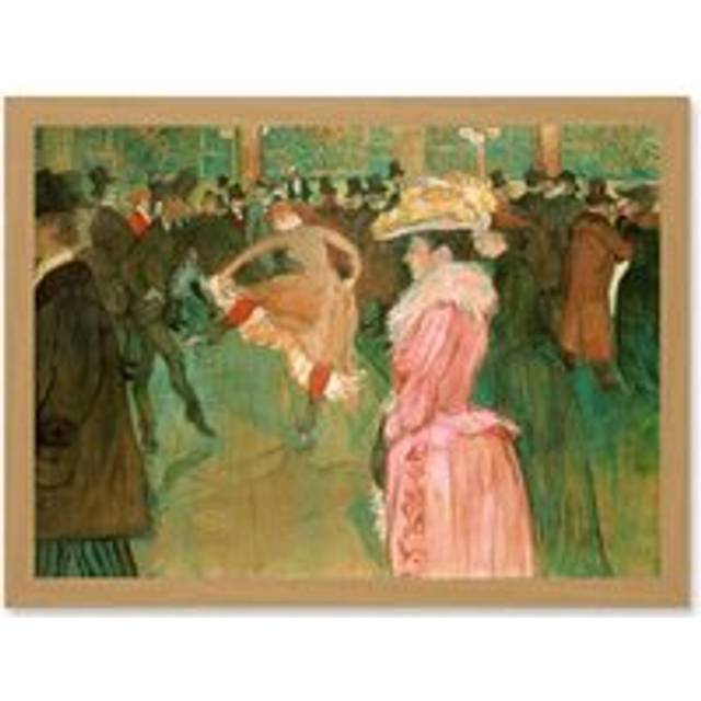 Henri De Toulouse Lautrec At The Moulin Rouge The Dance Artwork Framed Wall Art Print A4 - Tan - One Size