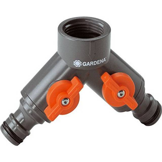 GARDENA Twin-Tap Connector: Water distributor for taps with 26.5 mm (G 3/4â) threads for connecting two devices at the same time, both outlets...