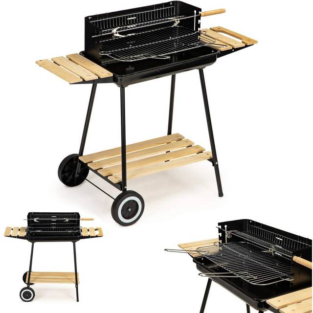Charcoal garden grill with adjustable shelves and 2 portable grates