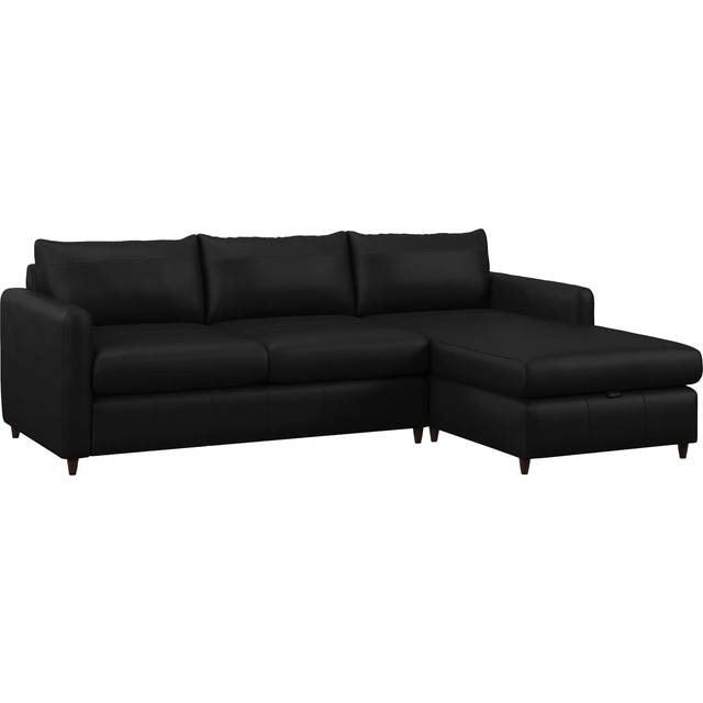 John Lewis Bailey II RHF Chaise End Leather Sofa Bed, Dark Leg
