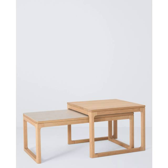 John Lewis Mira II Nest of Tables, Oak/Grey Ceramic
