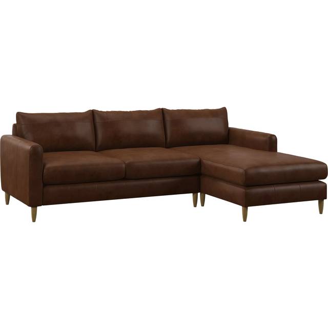 John Lewis Bailey II RHF Chaise End Leather Sofa, Light Leg