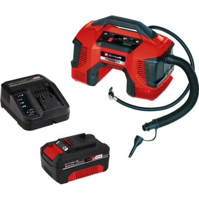 Einhell PRESSITO 18/21 18v Cordless Air Compressor Pump and Inflator 1 x 4ah Li-ion Battery Charger