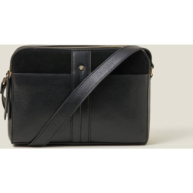 Black Double Zip Leather Cross-body Bag, Women's - Accessorize - One Size