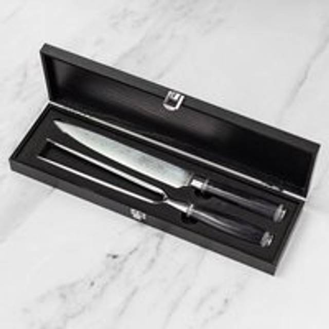 Katana Saya Pakkawood 2pc Damascus Carving Set - can be Engraved or Personalised - Black