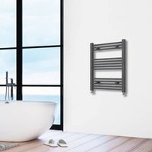Straight Anthracite Heated Towel Rail Radiator 800x550mm - Sky Bathroom
