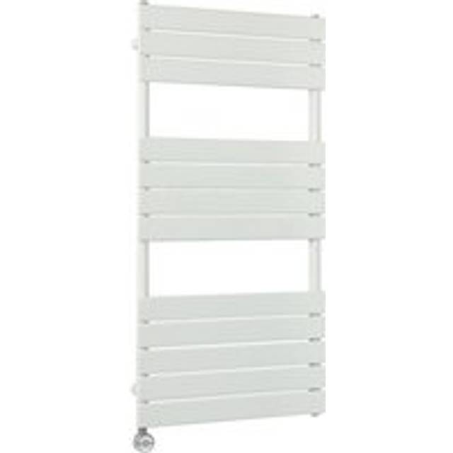 Lustro Electric - Modern White Flat Panel Heated Towel Rail Radiator with Thermostatic Heating Element - 1200mm x 600mm - Milano