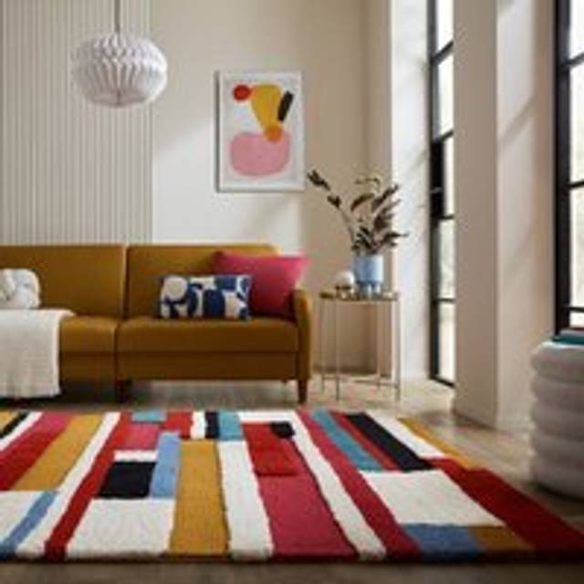 Arlo Abstract Patchwork Wool Rug - Arlo Multicoloured