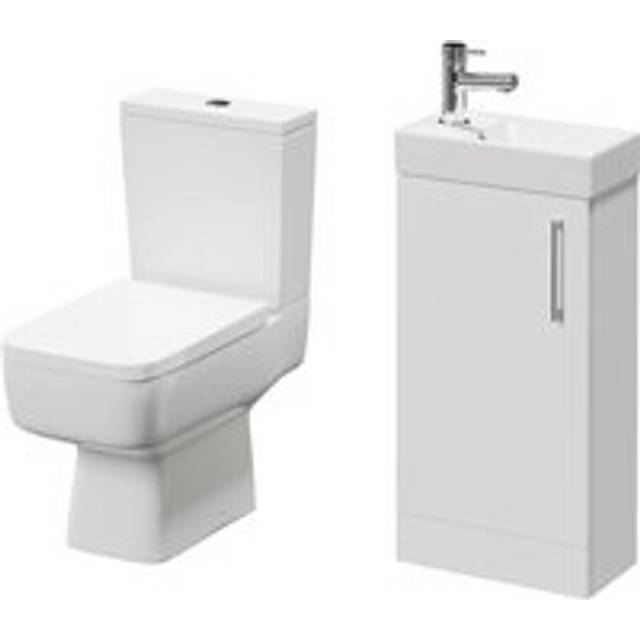 Napoli Compact Cloakroom Vanity Unit and Toilet Suite including Paulo Toilet and Floor Standing Vanity Unit | Gloss White | Plastic | 400mm