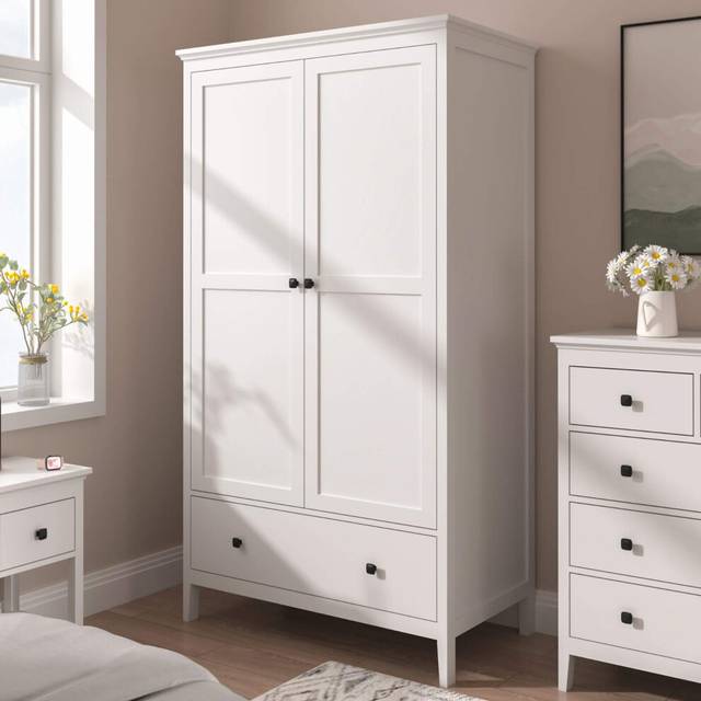 Wardrobe 1 / 2 door storage clothes organiser mdf bedroom furniture white