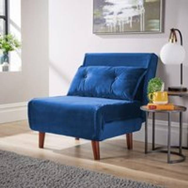 (Blue - Single) Morella Velvet Single / Double Folding Sofa Bed