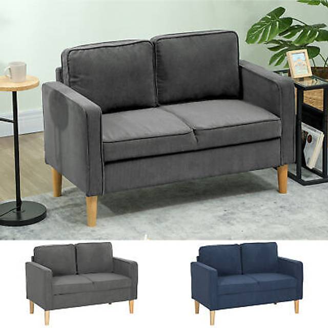 Homcom Small Two-seater Corduroy Sofa - Grey