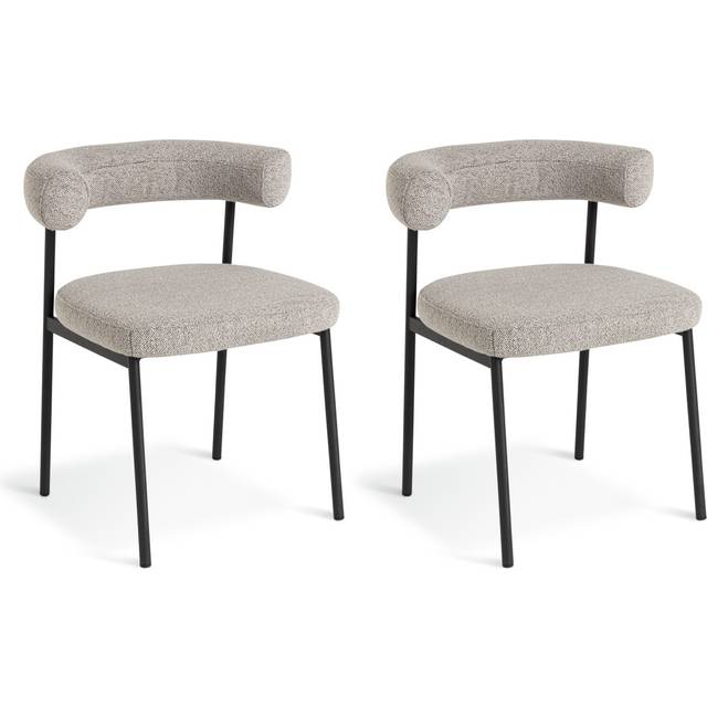 Habitat Oakie Pair of Fabric Dining Chair - Grey