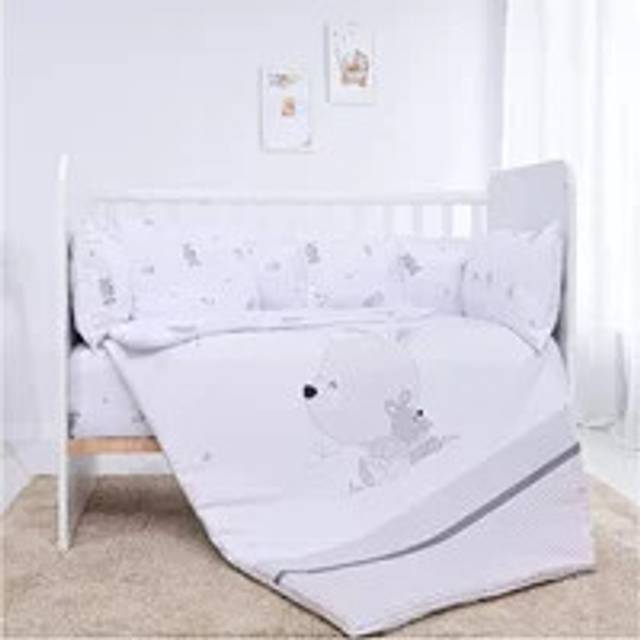 Lorelli Lily Ranforce Bedding Set 60/120cm &#x2013; Little Rabbits Grey