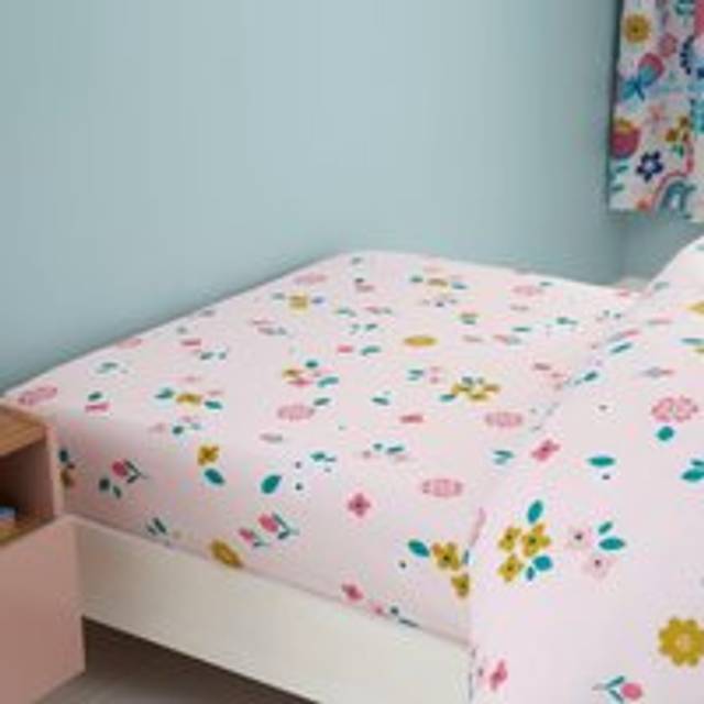 Happy Linen Company Flower Garden Butterflies Fitted Sheet - Toddler Cot Bed