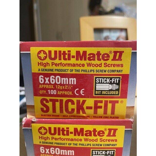 Ulti-Mate II Stick-Fit Zinc & Plated Screw 6.0 x 60mm (100 Pack) in Yellow