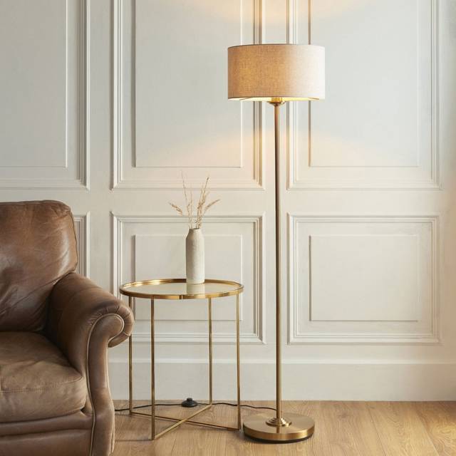 Harrington Floor Light - aged brass - ONE SIZE