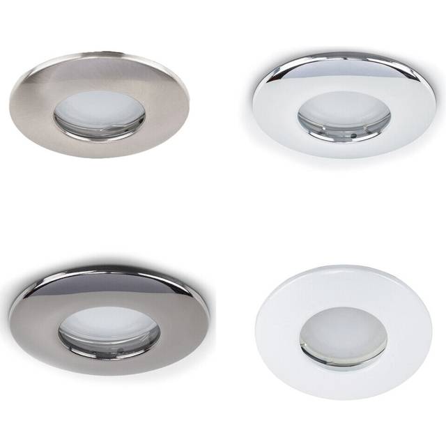 ValueLights Chrome IP65 Warm White LED Ceiling Downlight 10 Pack - Silver