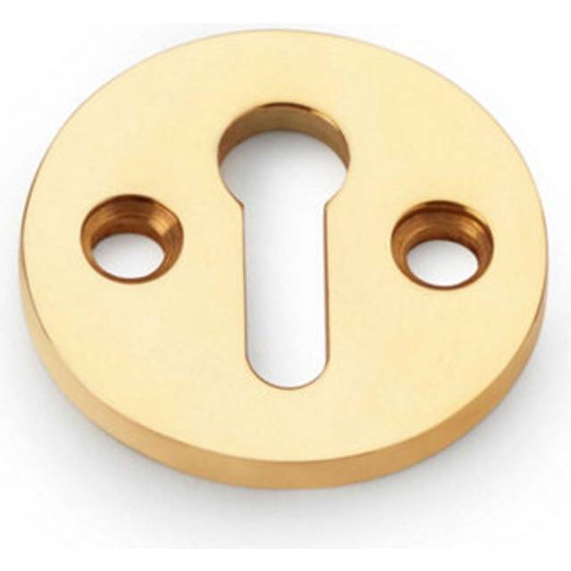 Round standard lock profile escutcheon - unlaquered brass door key plate