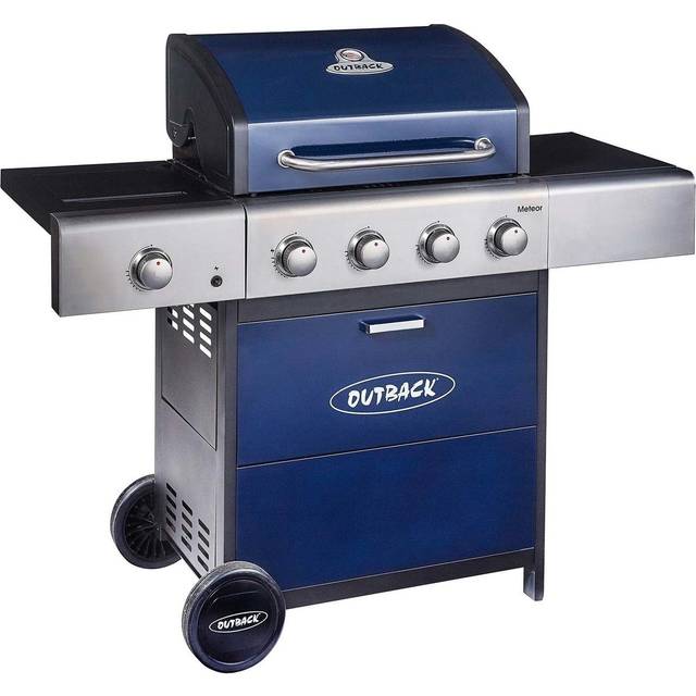 Outback Meteor - 4 Burner Gas BBQ Grill with Side Burner - Blue