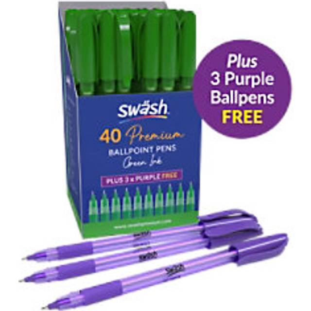 Swash BBT40GN 40 Premium Triangle BP Rubber Grip Purple Green Pens...
