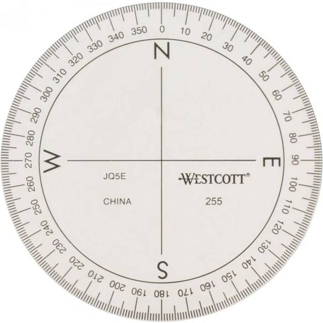 Westcott 360-Degree Protractor Compass for Drawing and Drafting  Clear  3.5 in