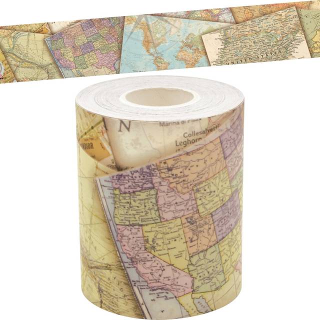 Teacher Created Resources Travel The Map Straight Rolled Border Trim - 50ft - Decorate Bulletin Boards  Walls  Desks  Windows  Doors  Lockers  Schools