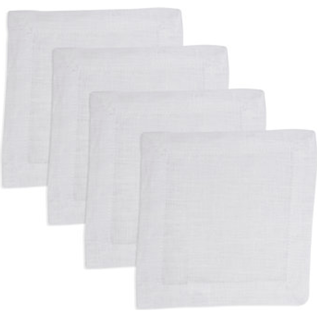 Saro Lifestyle 5099.W6S Pure Linen Cocktail Napkin - White - Set of 4