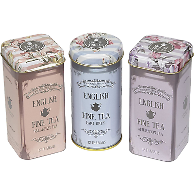 New English Teas Vintage Floral Tall Tea Tin Gift Set